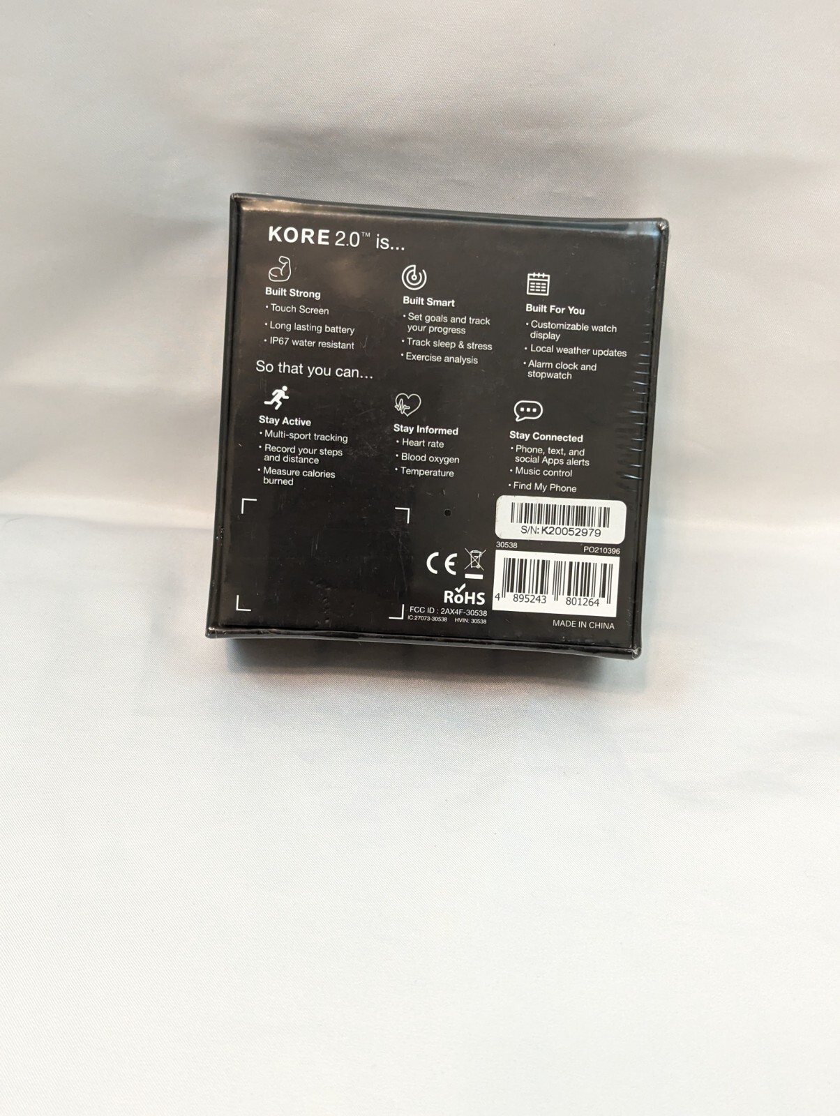 KoreHealth Kore 2.0 Fitness Tracker For IPhone & Android Black 1220