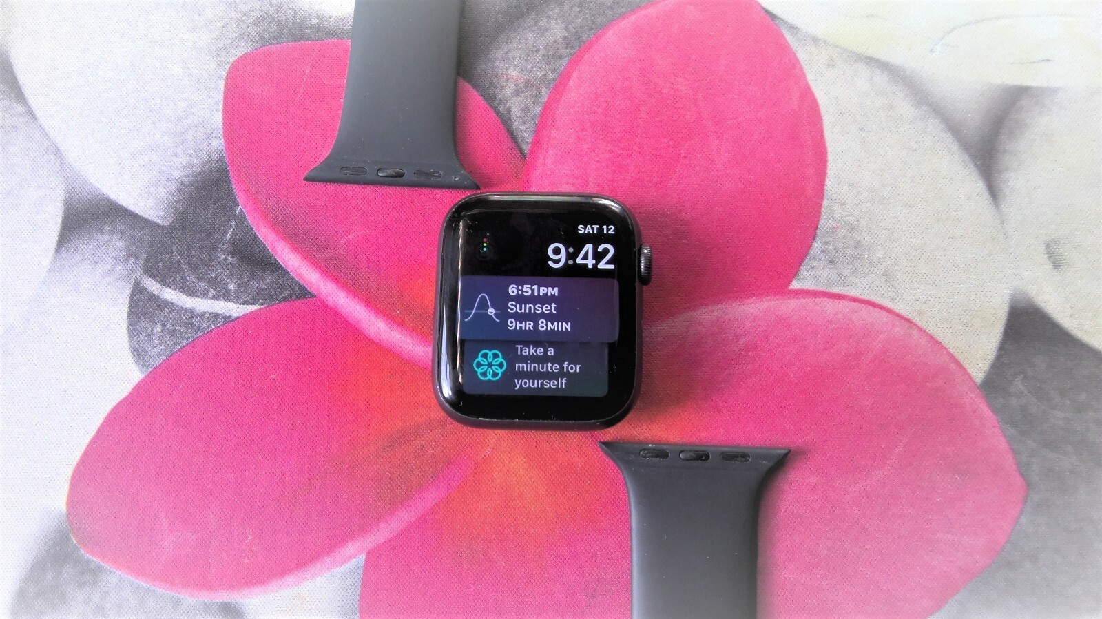 Apple Watch Series 5 44mm Space Gray Aluminium Case with Black Sport Band – S/M