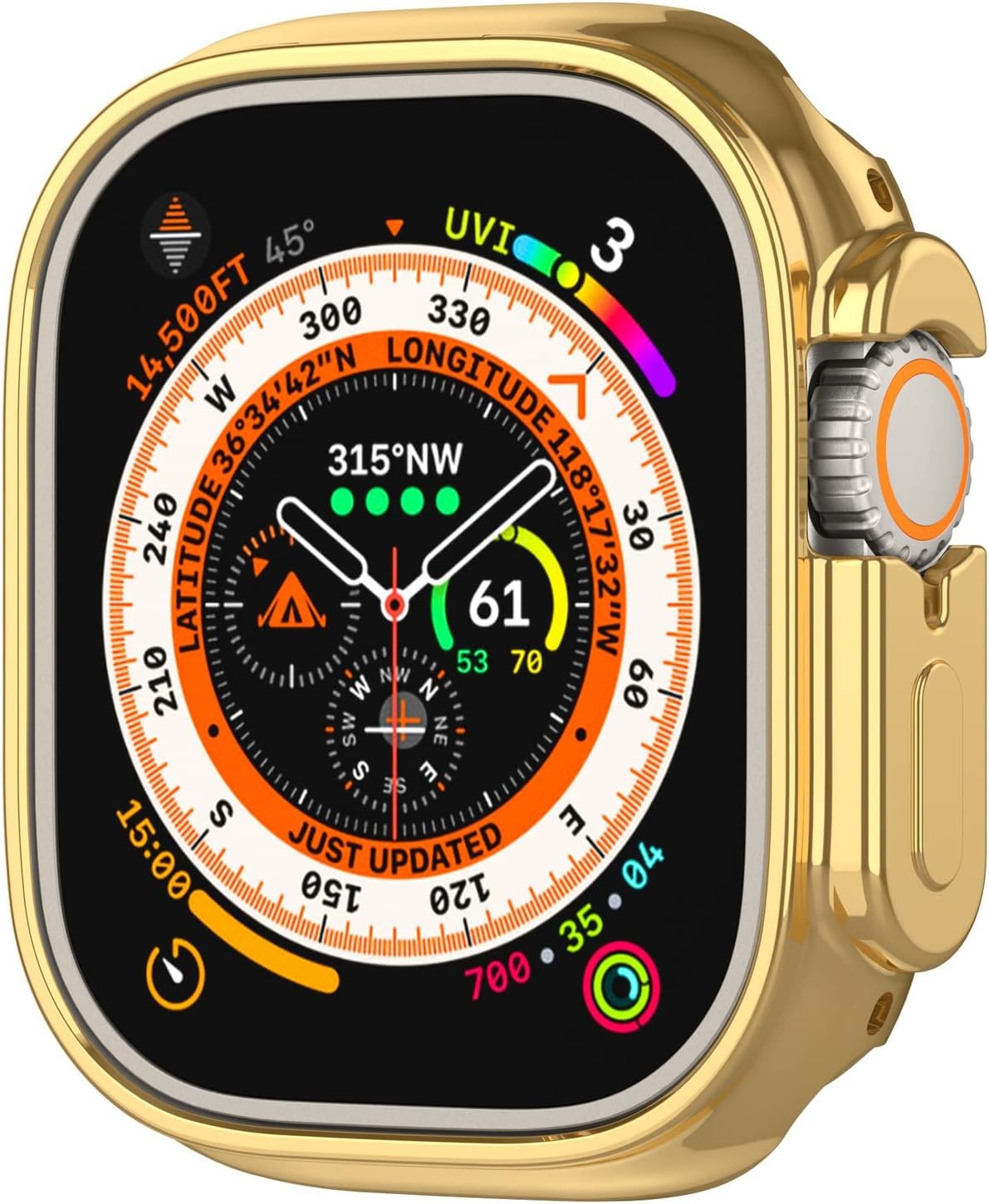 Gold Plated Shiny Soft TPU Bumper Case for Apple Watch Ultra 49mm [No Screen Pro
