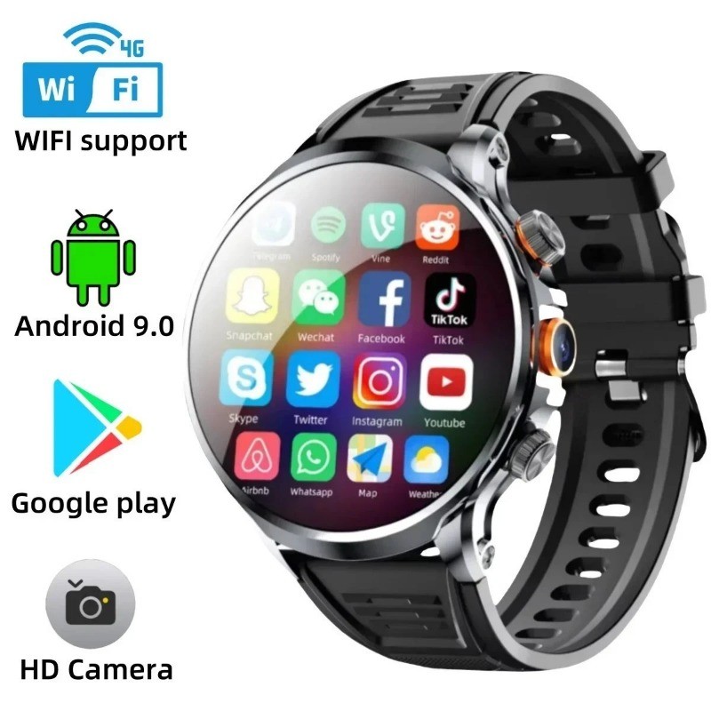 4G Android Smart Watch GPS Heart Rate Monitor HD Camera 1.95″ SIM WiFi Call NEW