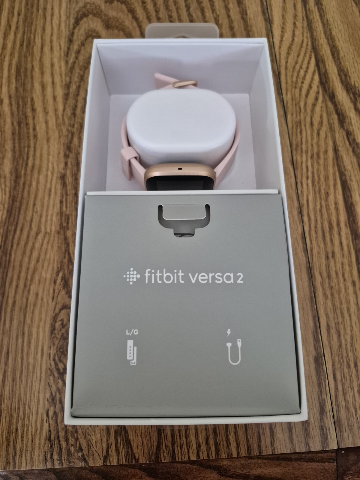 Fitbit Versa 2 40mm Smartwatch Pink Silicone Band Rose Gold With Accessories