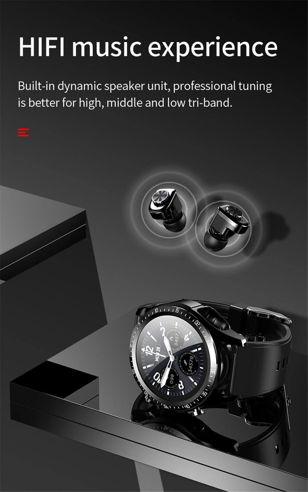 2 In 1 Smart Watch for Women Men Bluetooth Headphones Smartwatch for Android iOS