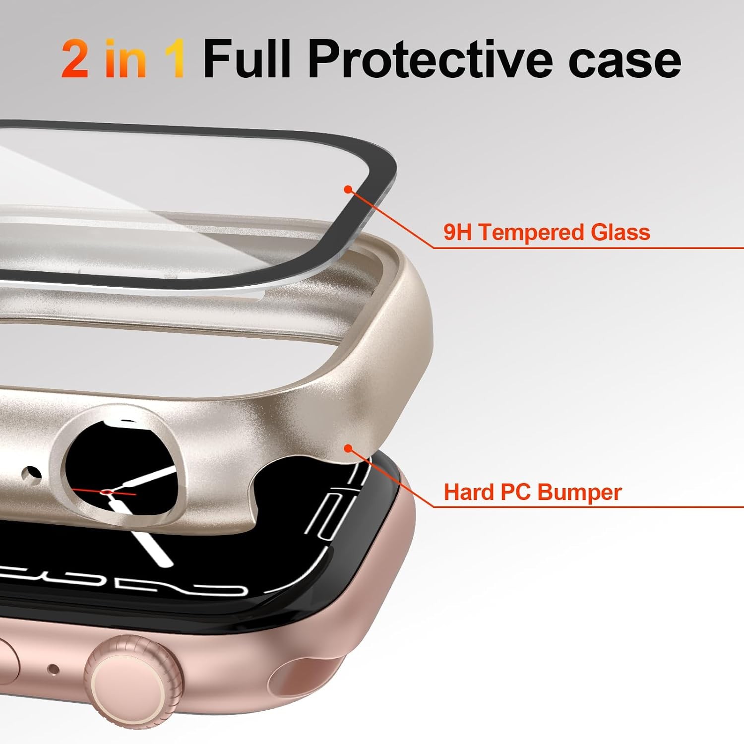 2 Pack Lightweight Bumper Case with HD Tempered Glass for Apple Watch Series 10