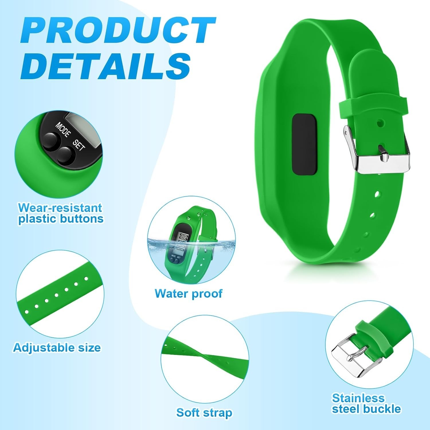 Silicone Fitness Tracker Watch 3 Pcs Walking Running Pedometer Calorie Burnin…
