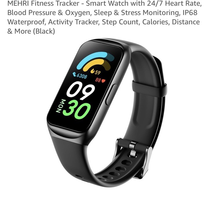 MEHRI Fitness Tracker Smart Watch Heart Rate Blood Pressure O2 Sleep Stress W…