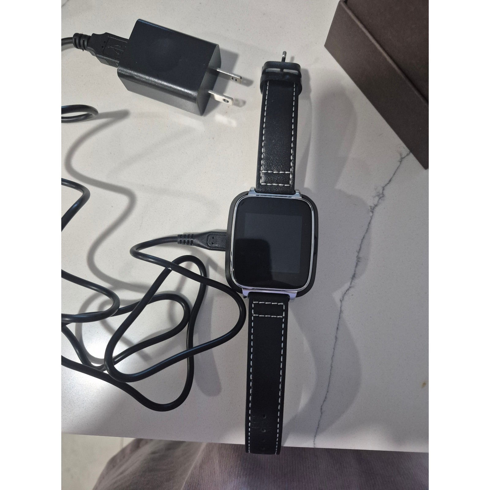 Beantech BIT S1 Smart Watch Black Leather Strap Silver Case Bluetooth i