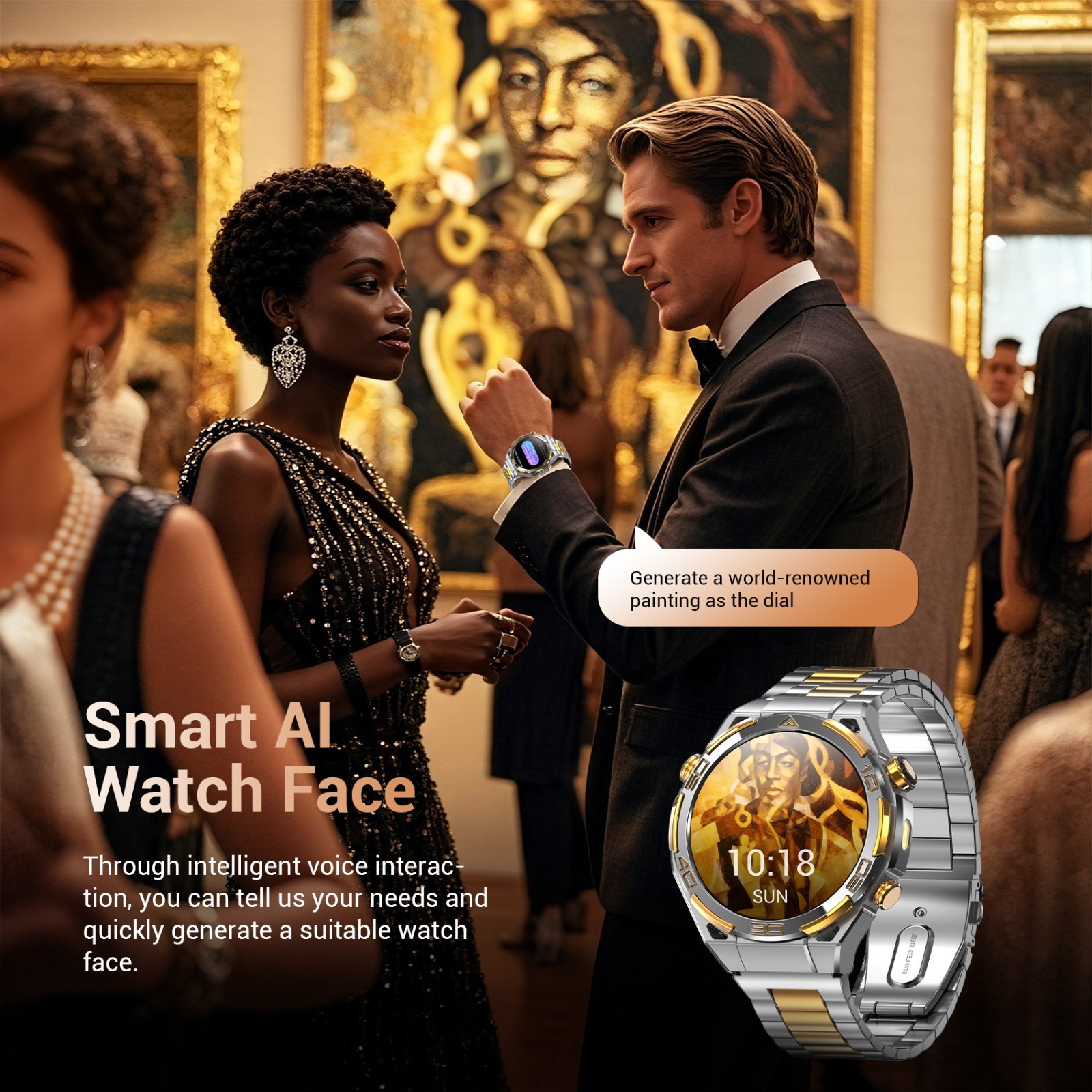 14K Gold Luxury Smart Watch Men with ChatGPT 1.43″ AMOLED Built-in GPS Flashligh
