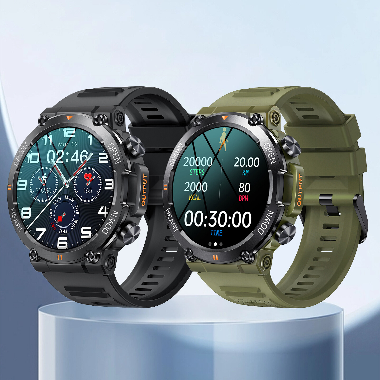 1.39 in Military Smart Watch(Answer/Make Call) Rugged Tactical Fitness Tracker