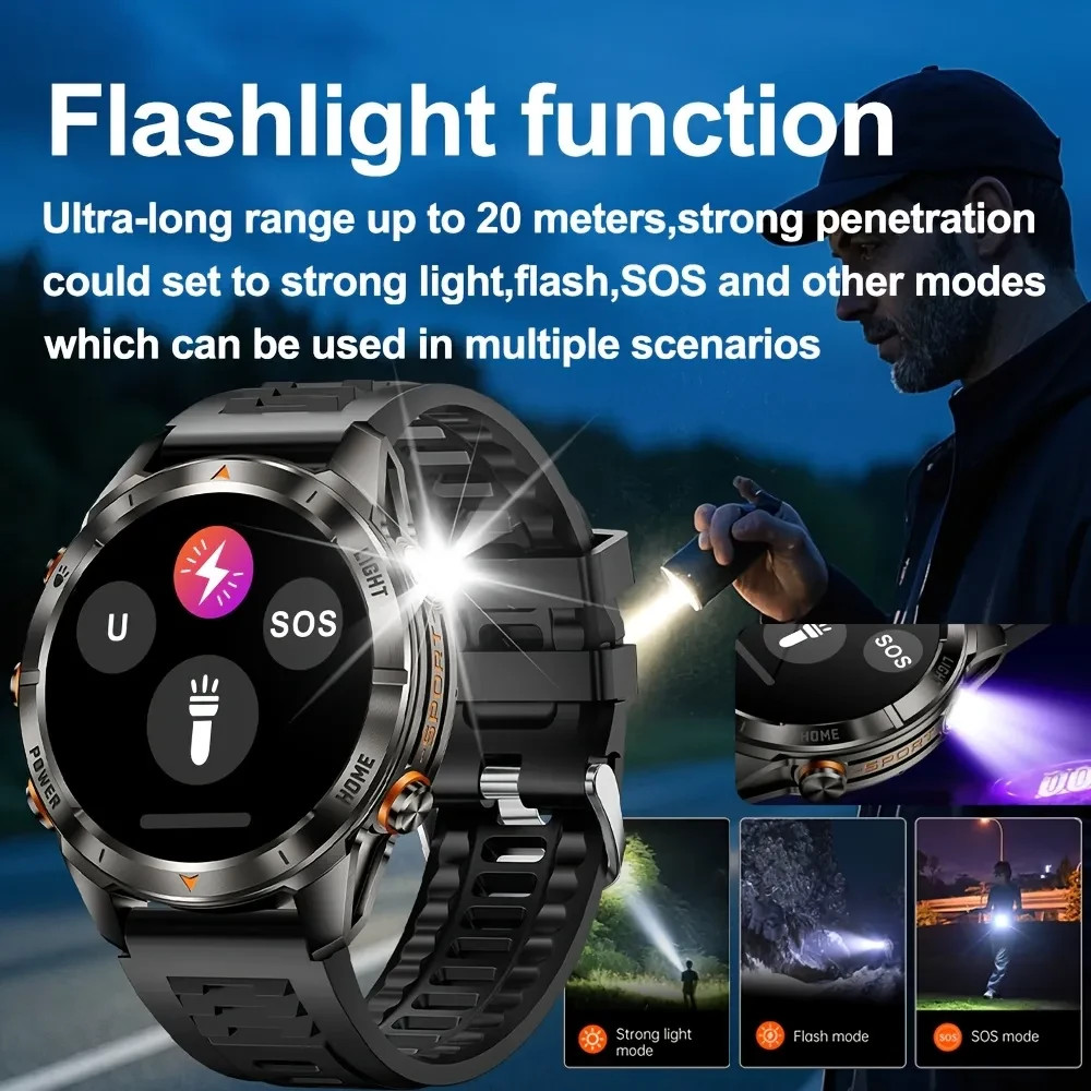 Smart Watch 1.46″ HD Military Style Xmas Gift Call Tracker Sport Fitness 515mAh