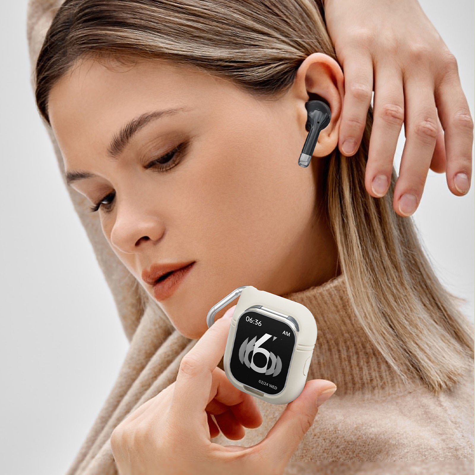 2.01in TFT Smartwatch With Earbuds 2 In 1 NFC Smart Sports Watch Wireless B FIMK
