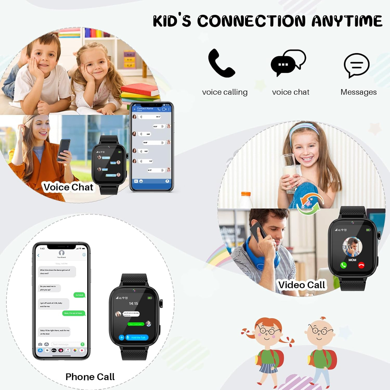 4G Kids Smart Watches Girls Gifts Age 3-12, Smart Watch for Kids with 47 Games,