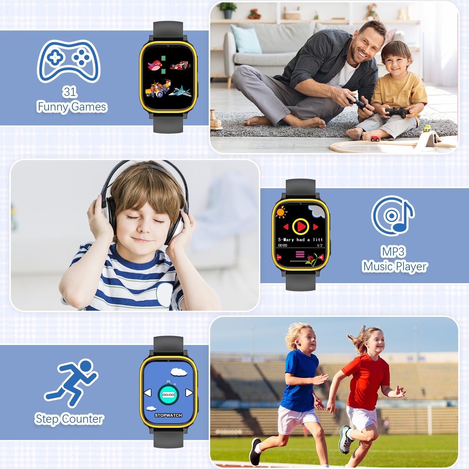 Kids Smart Watch for Boys Girls HD Touch Screen Educational Toy Gifts 2-way Call