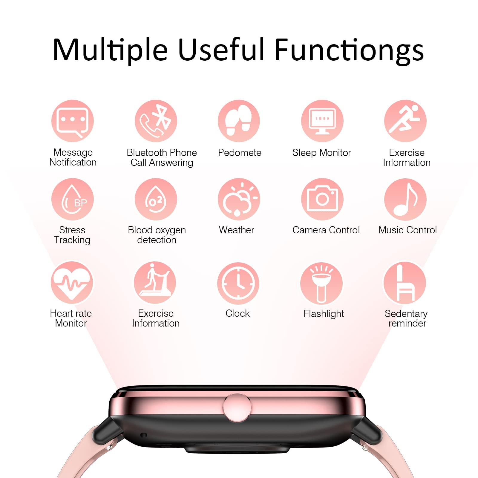 Reloj Inteligente De Pulsera Con Bluetooth Para Mujer Android y iOS iPhone 2026