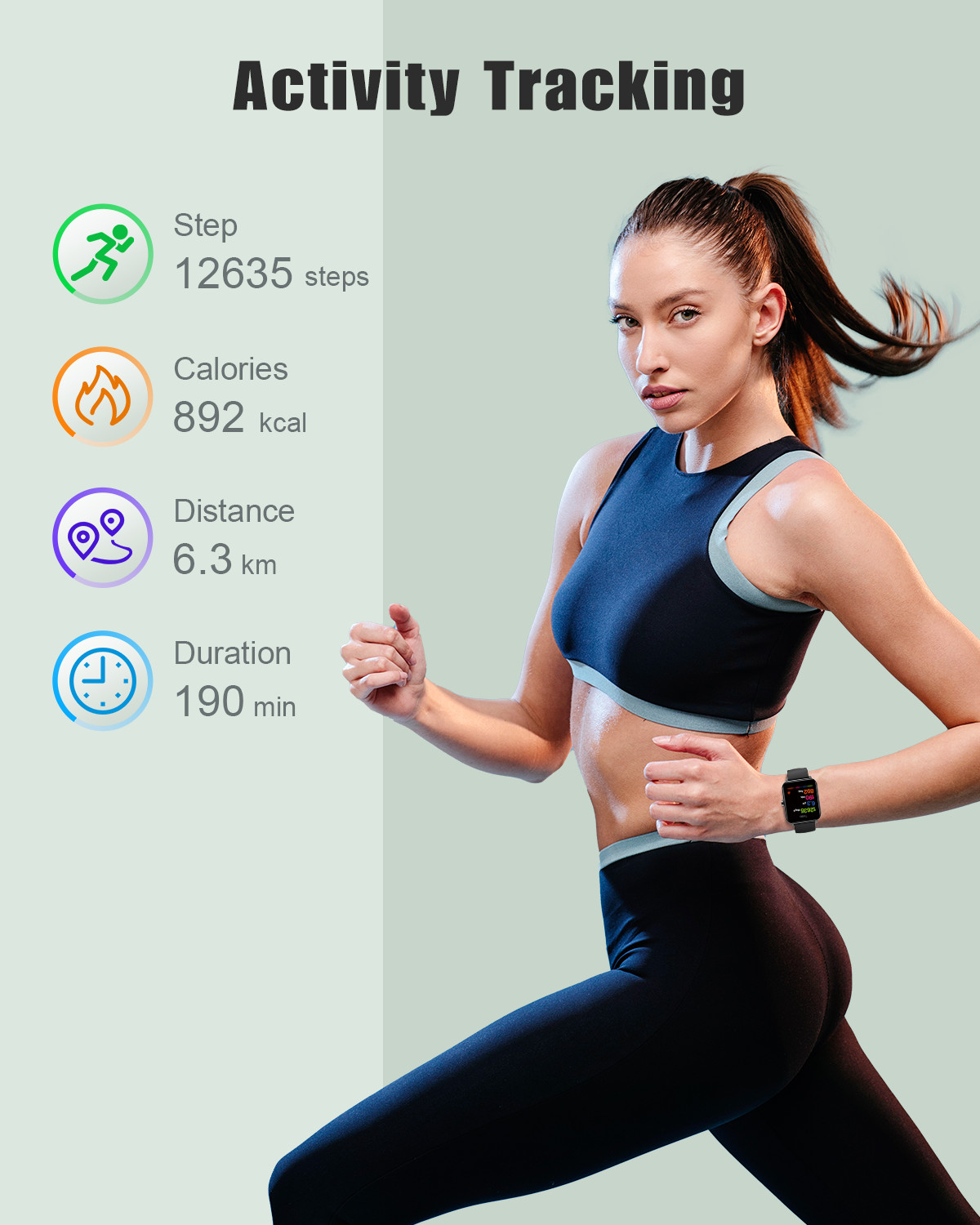 Bluetooth Smart Watch Heart Rate Blood Oxygen Monitor Tracker for IOS Android