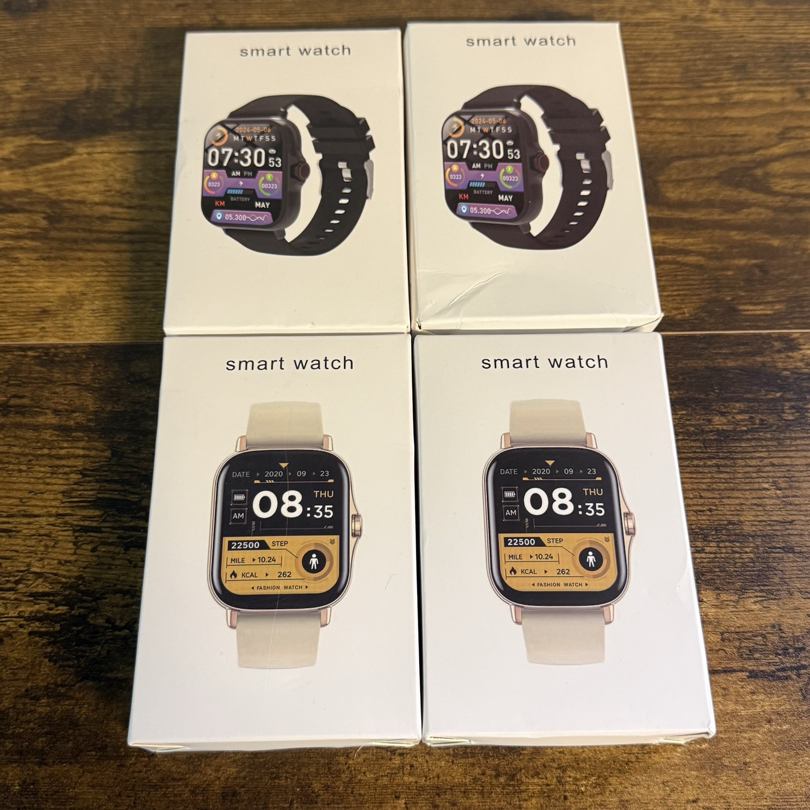 NEW – Lot of Four TB39 Smartwatches 2 Pink 1 Silver 1 Black