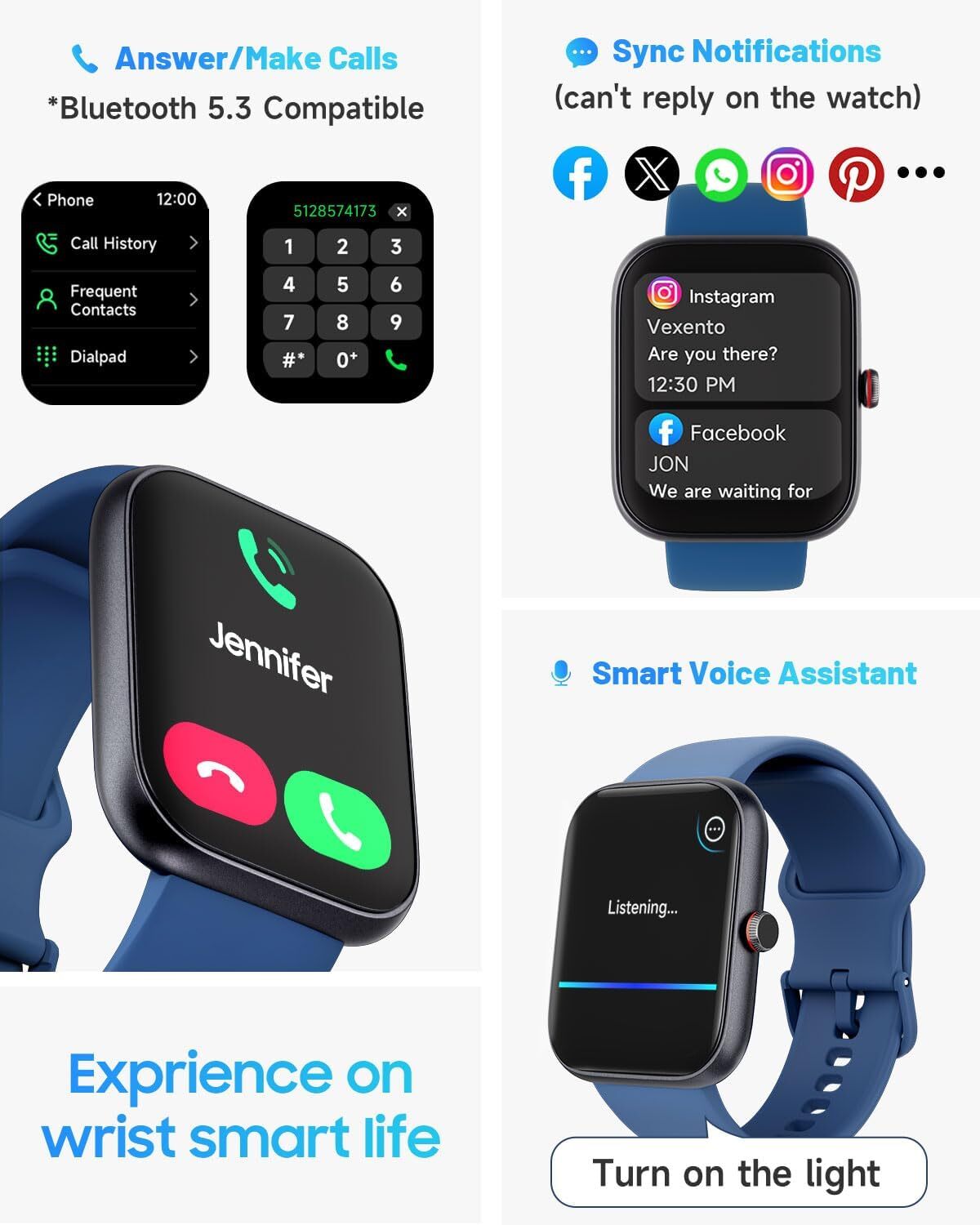 Smart Watch Men Women Fitness Tracker Heart Rate Watches for Android iOS iPhone