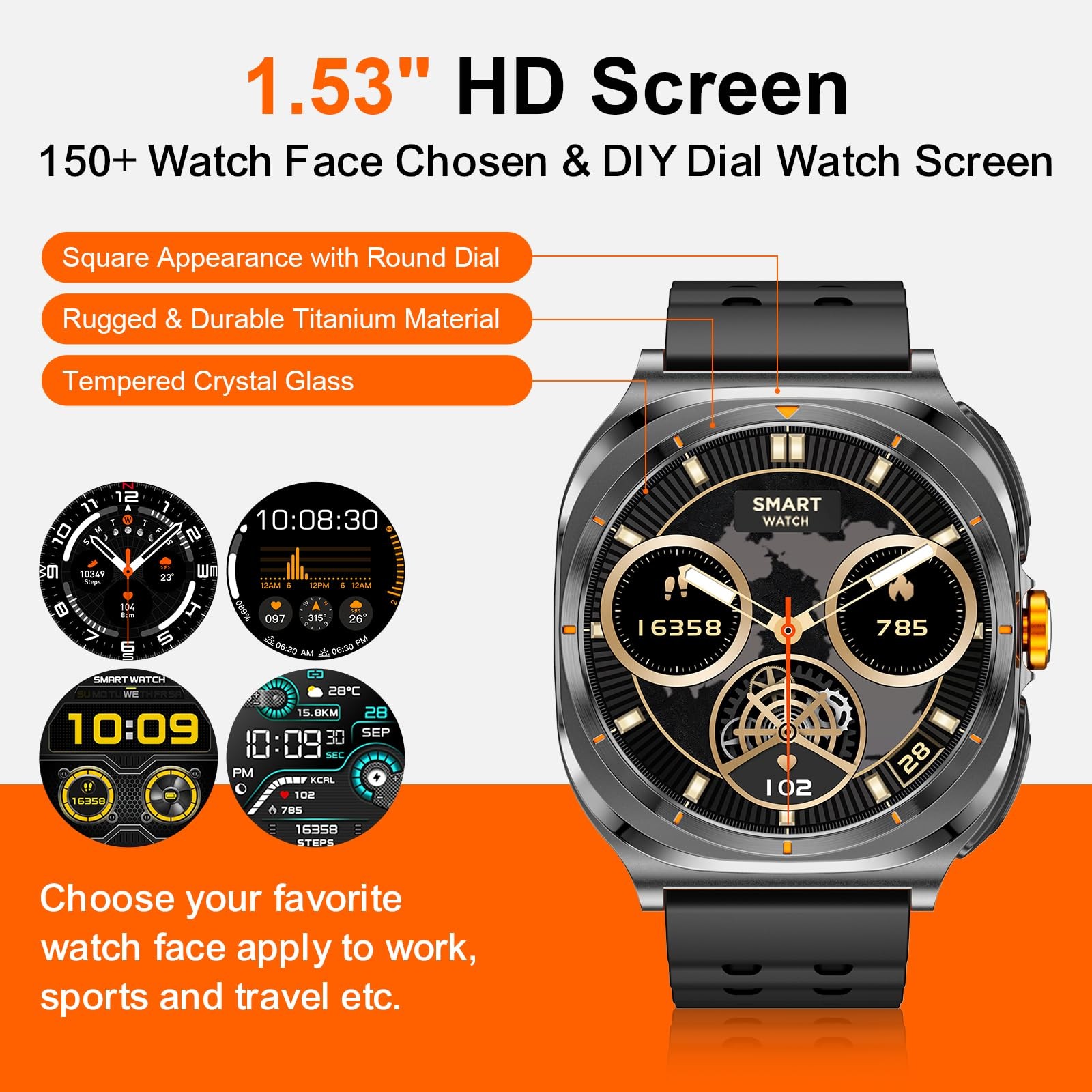 with Earbuds(Orange & Black 2 Straps), Listen to Music, Answer/Make Calls, Sp…