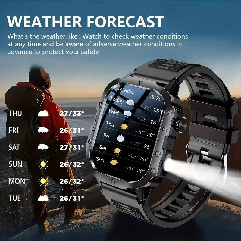 🔥Military Tactical Smart Watch For Men Smartwatch Bluetooth iPhone Samsung