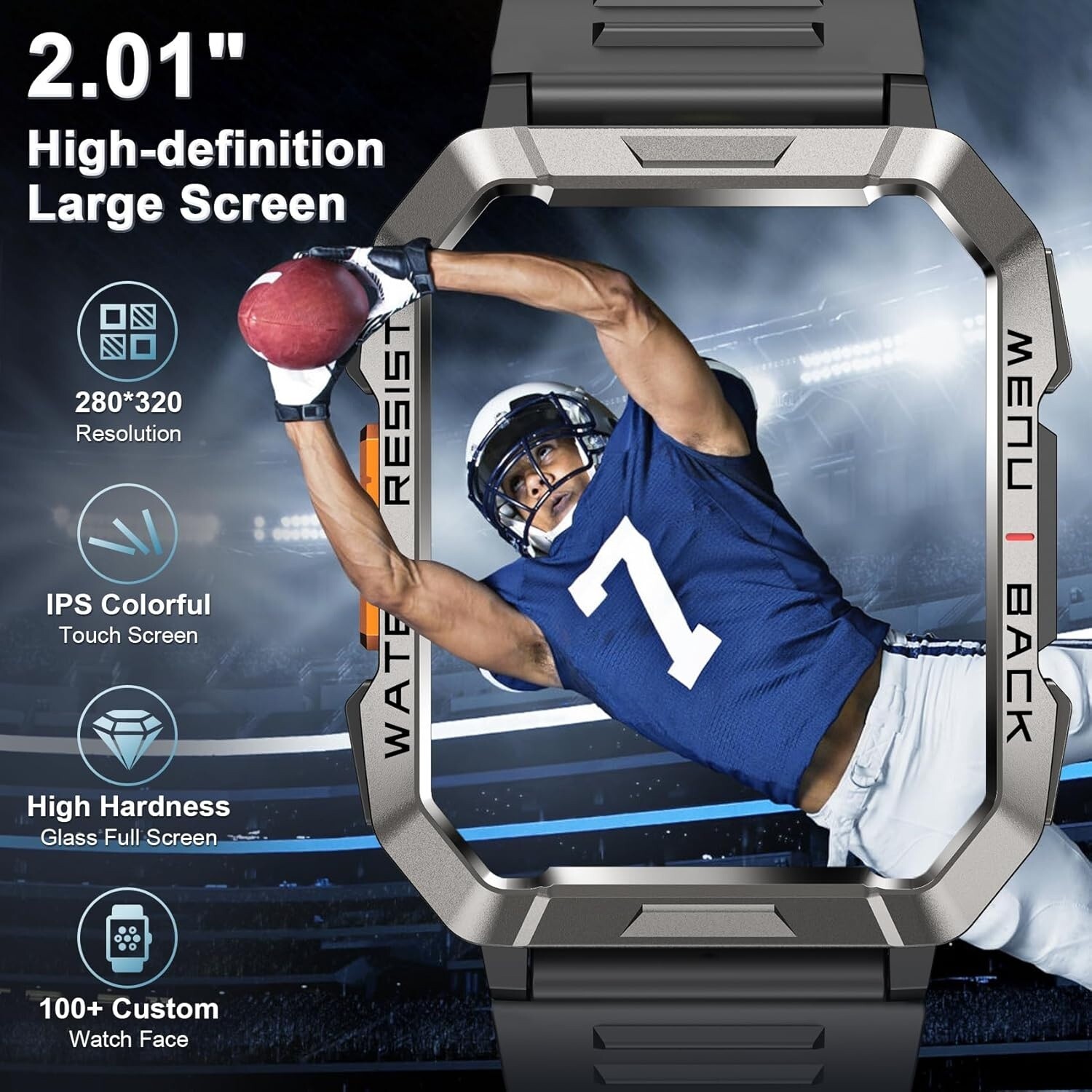 Reloj Inteligente Militar Bluetooth De Hombre Para iPhone Samsung Android NEW US