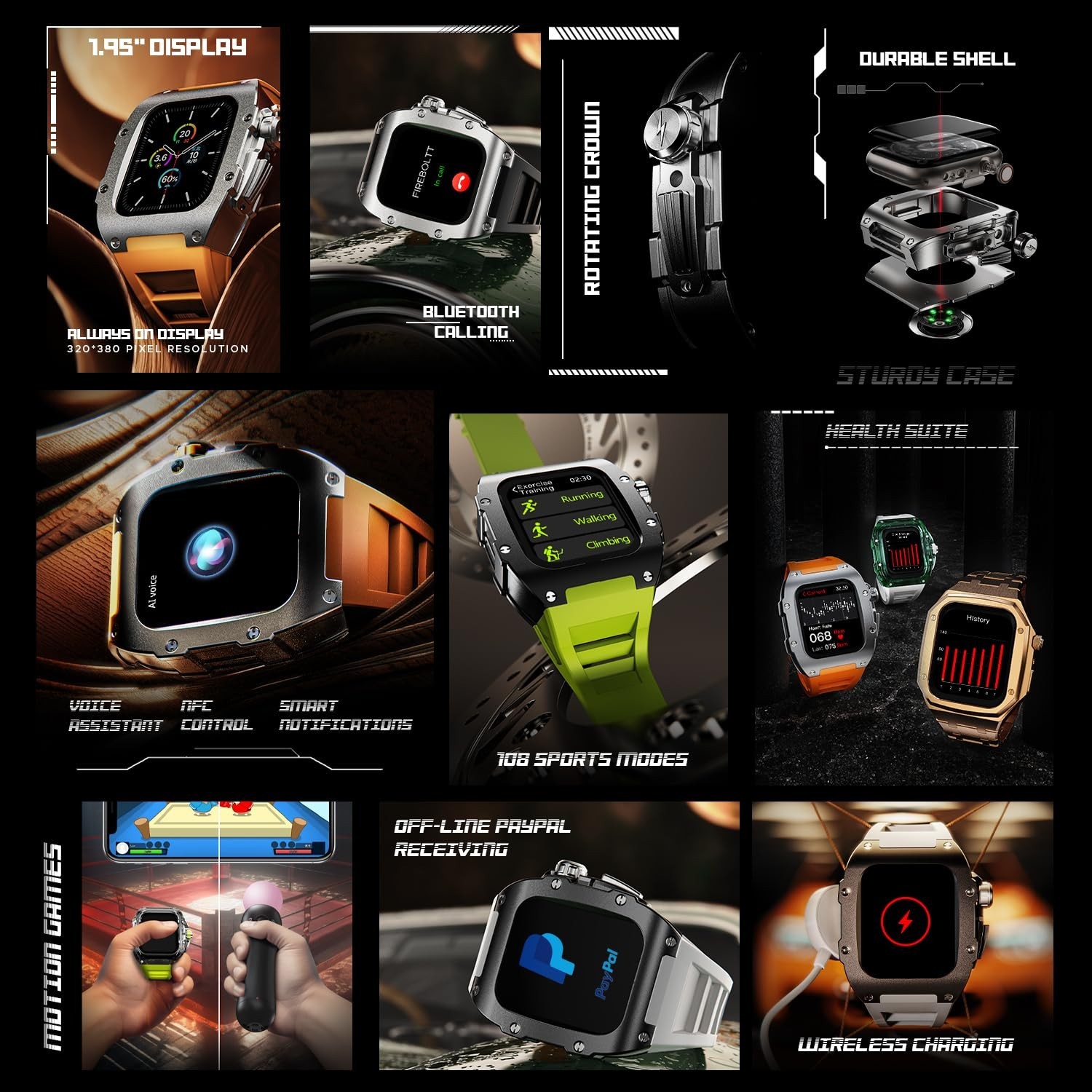 Fire-Boltt Full IPS Touch Screen Smart Watch | Wireless Charging | Rugged Casing