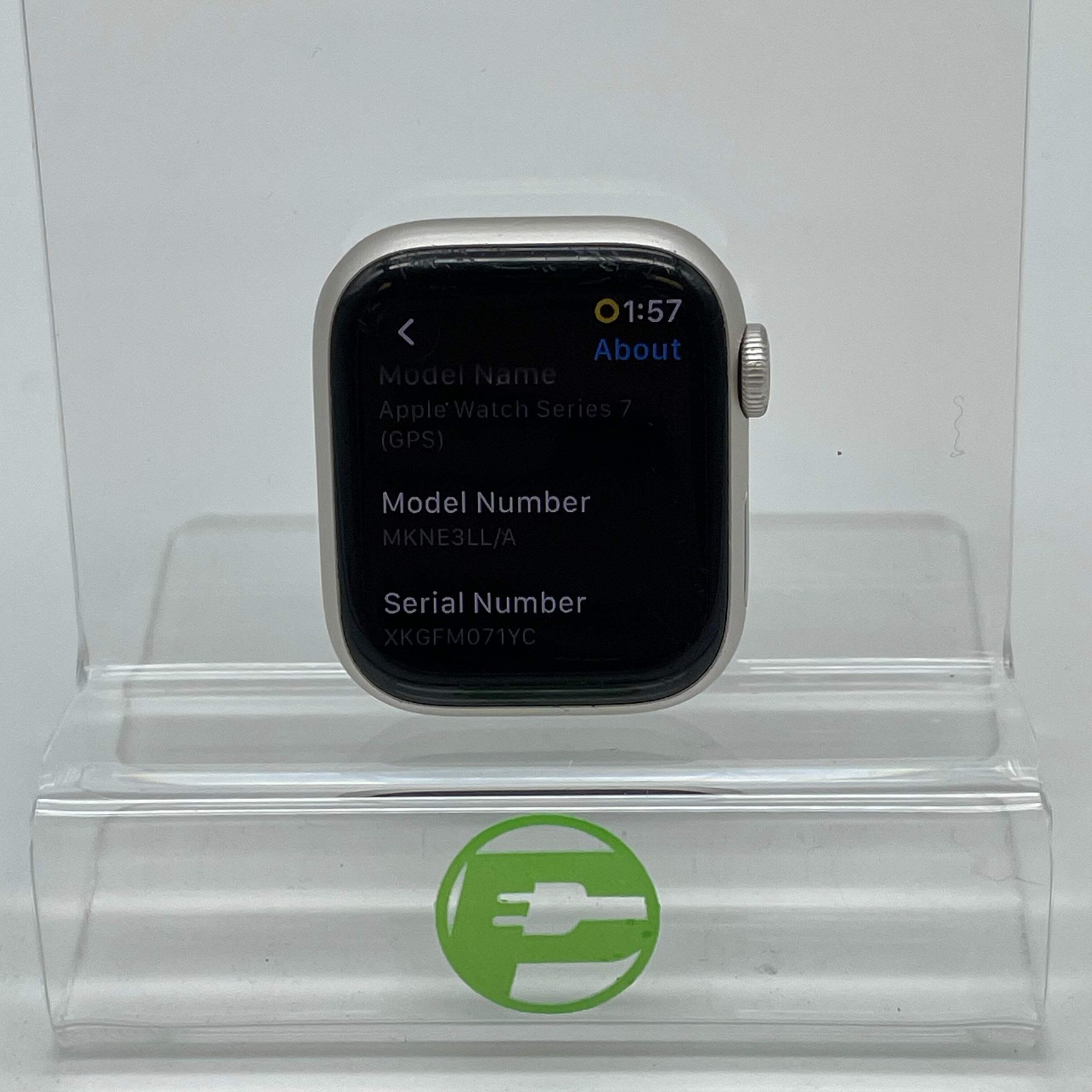 GPS Only Apple Watch Series 7 41MM Silver Aluminum MKNE3LL/A Face Only