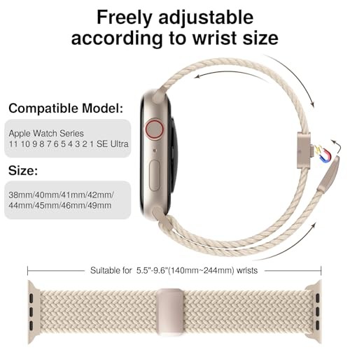 Soft Nylon Solo Loop Sport Strap Compatible with Apple Watch Series 7 41mm 45mm