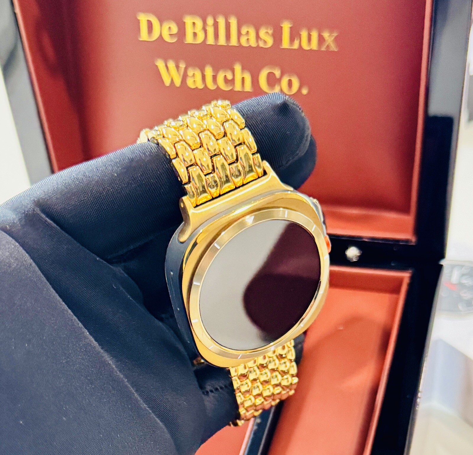 CUSTOM GOLD Samsung Galaxy Watch Ultra 2 Black 47mm 24k Gold Plated Link Band