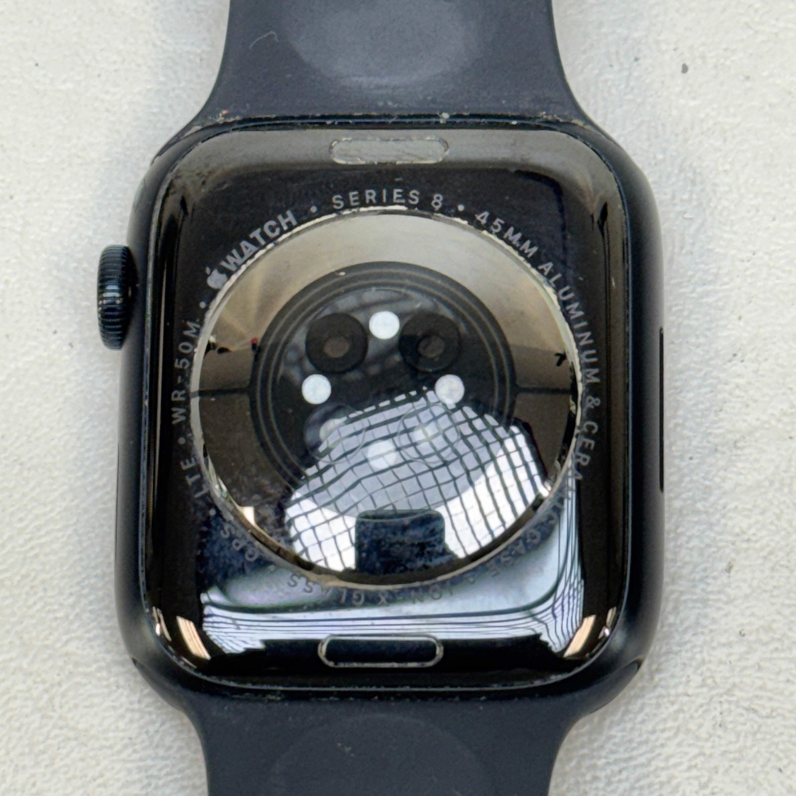 Unlocked Apple Watch Series 8 45MM Midnight Stainless Steel Black Sport Band MNV