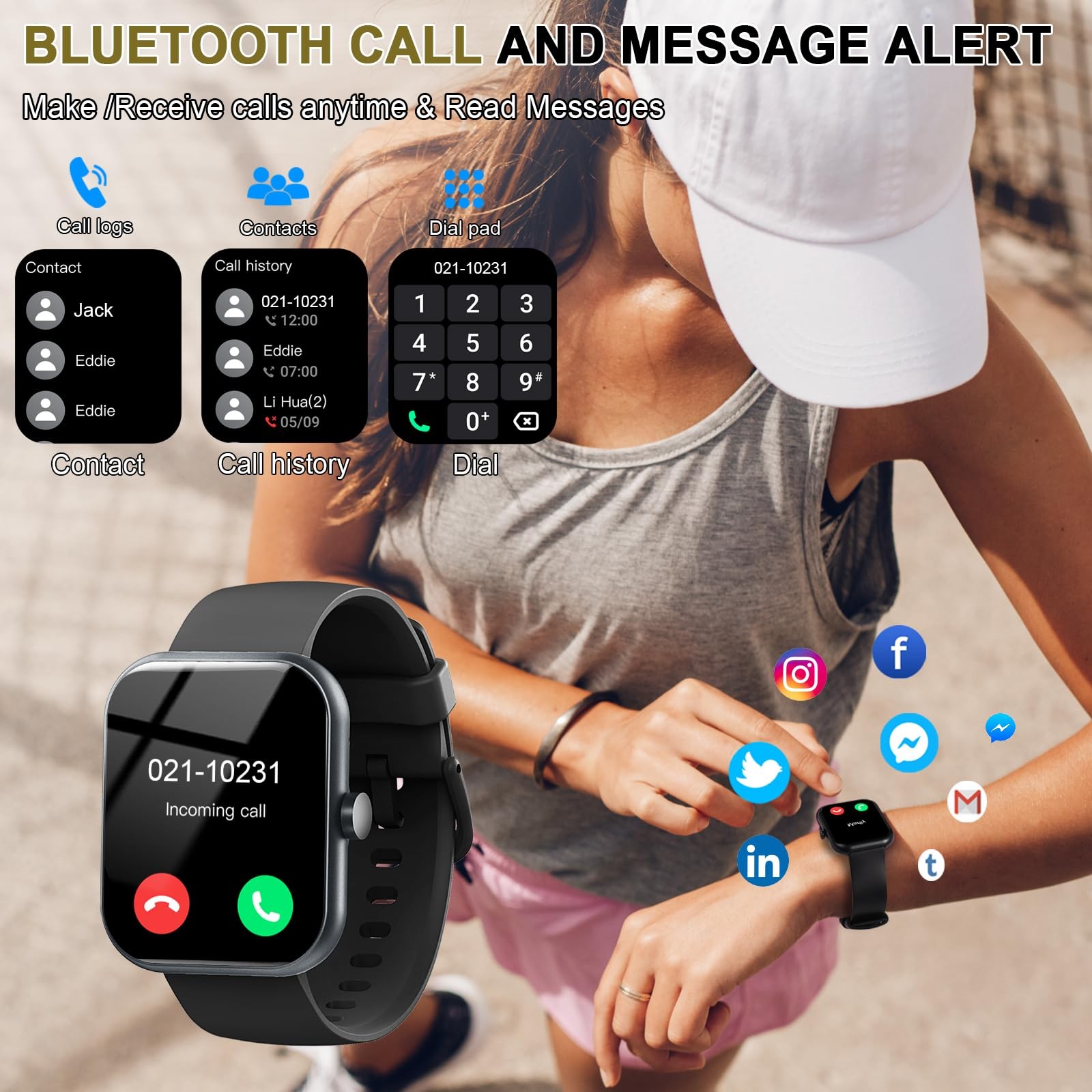 New Smart Watch Answer/Make Calls, 1.96″ HD Smartatch for Men Women , 113+ Sport