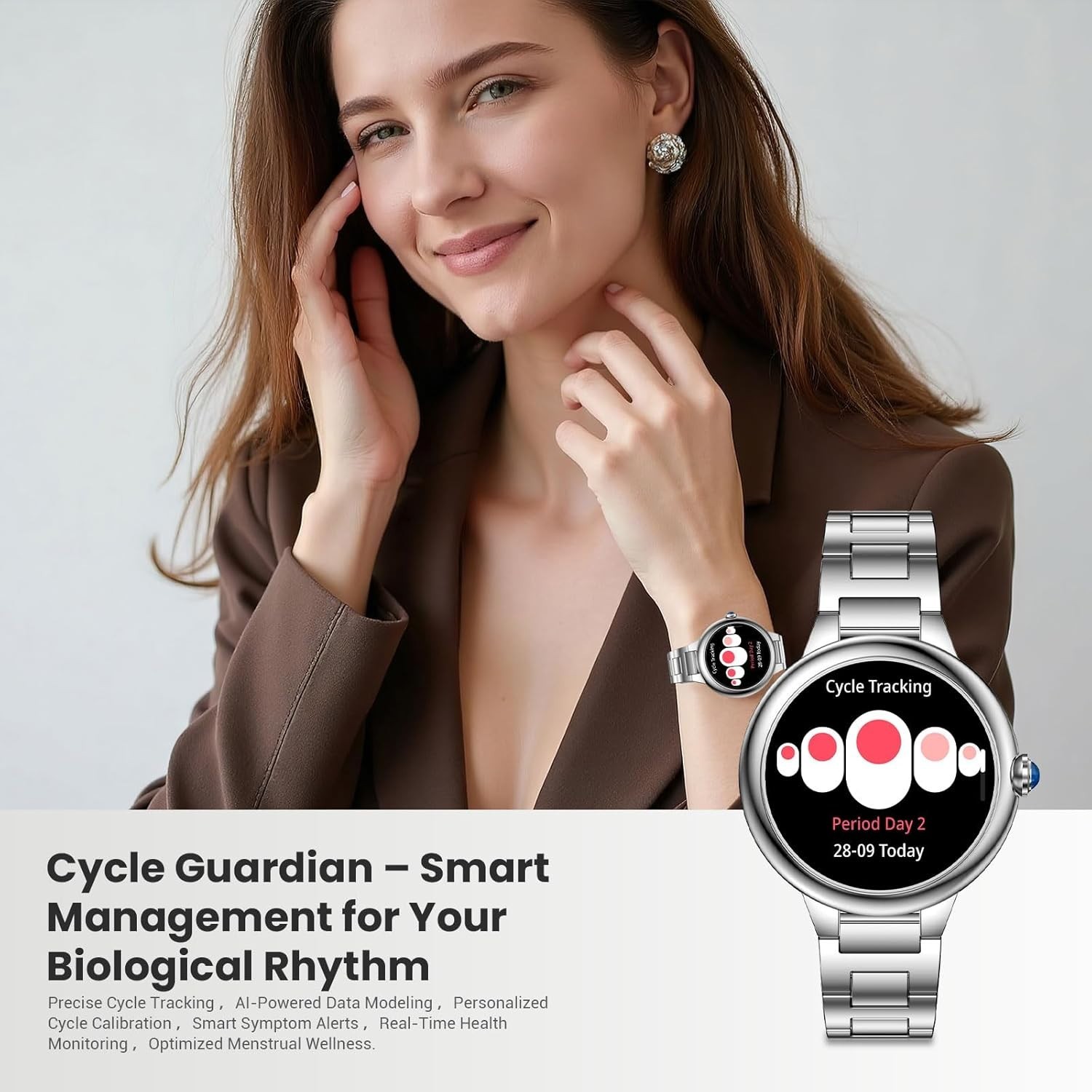 New SOUYIE 2026 Luxury Smart Watch for Women, 1.19″ AMOLED Display (silver)