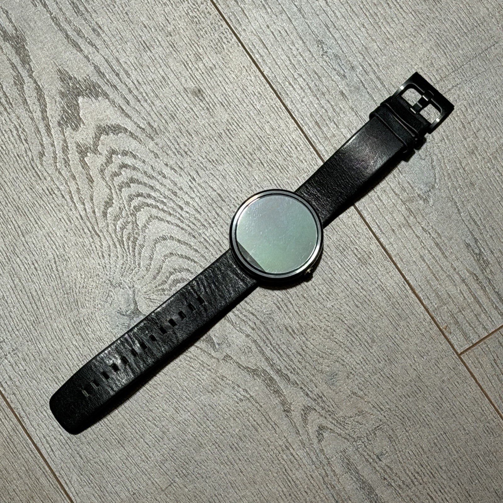 Motorola Moto 360 Black Leather Smart Watch Pedometer Wireless Charging