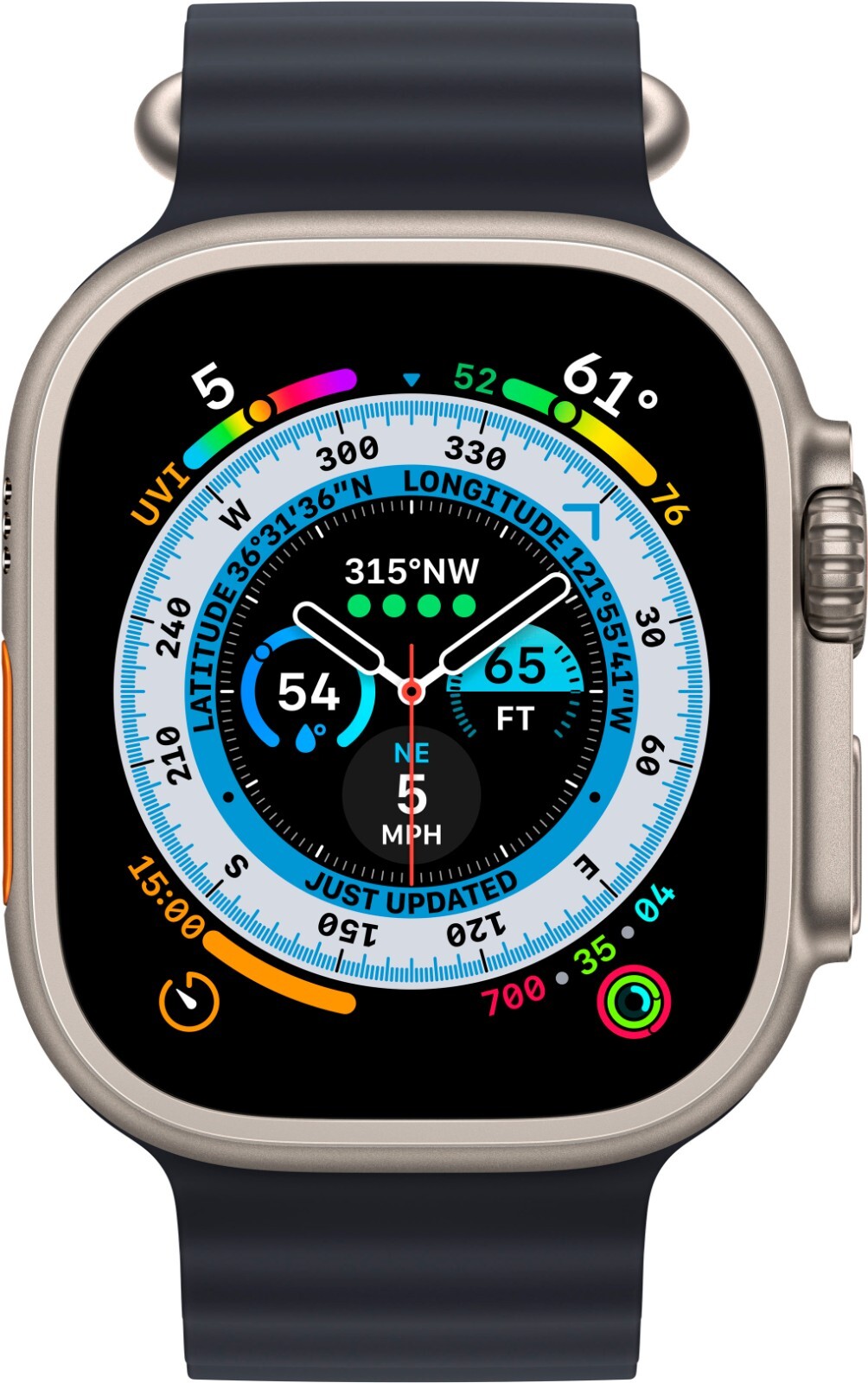 Apple Watch Ultra 49mm Titanium Case (GPS+Cell) Midnight Ocean Band (MQET3LL/A)