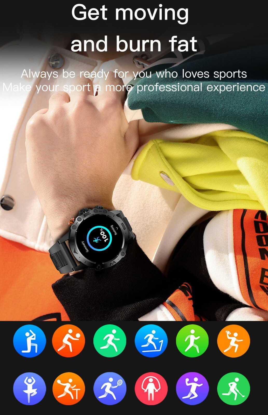 Outdoor Smartwatch IP68 Waterproof Bluetooth Call Fitness 1.53″ HD Screen NEW