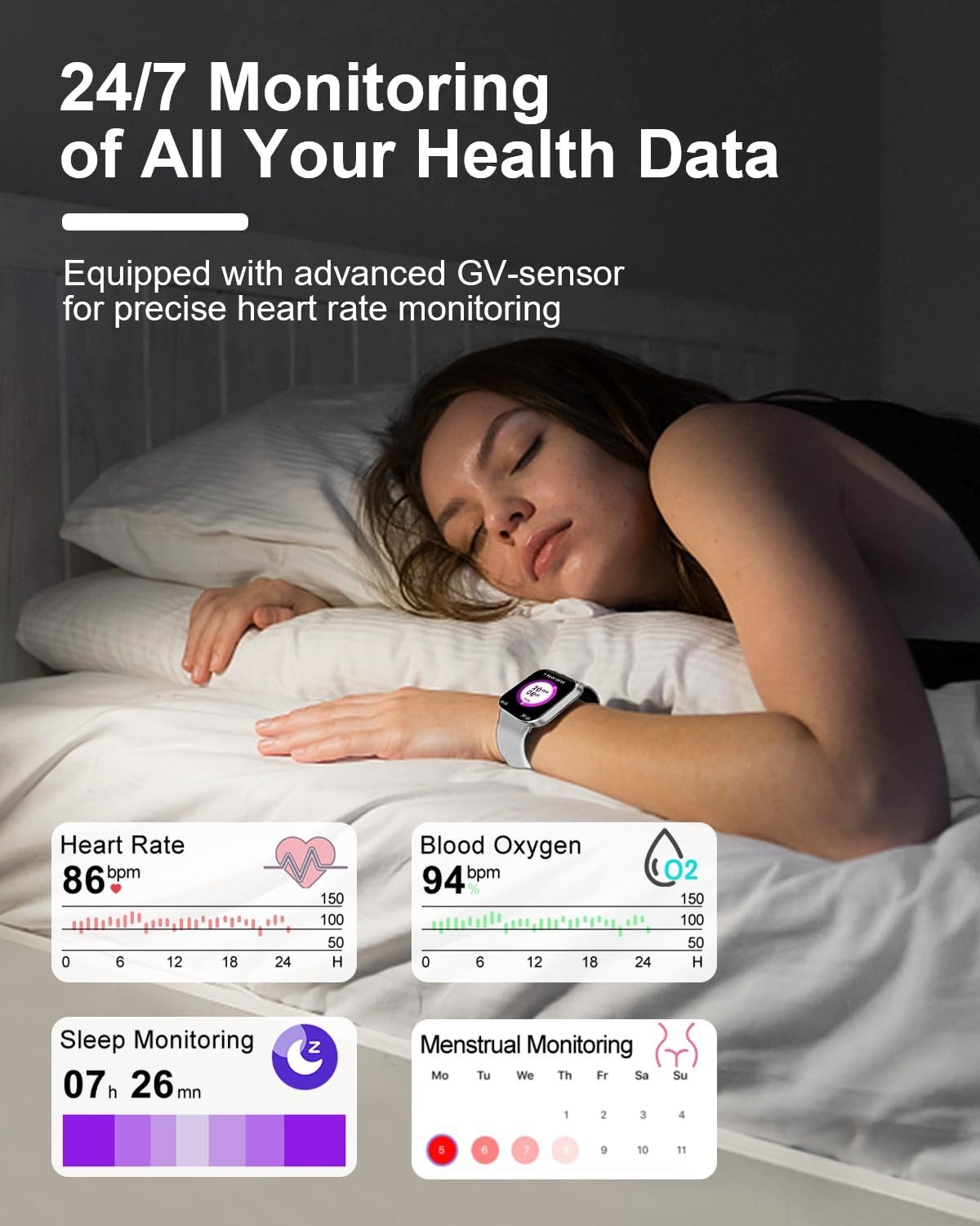 Smartwatch for Men & Women, 2.01” Touch Screen, Fitness Tracker, Heart Rate Moni