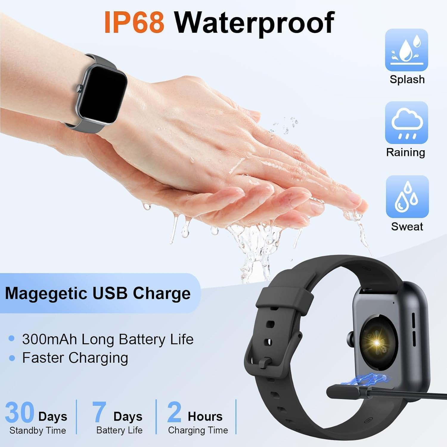 Smart Watch for Men Women(Answer/Make Calls), 2026 New 1.96″ HD Smartwatch, Fitn
