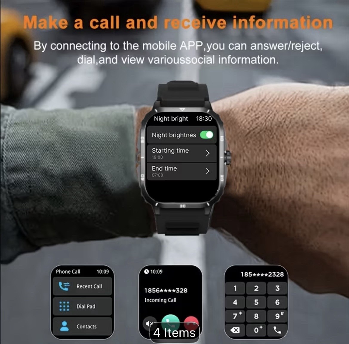 Outdoor Men’S Smart Watch 2.01 Inch-Hd-Full Touch Screen Display Wireless