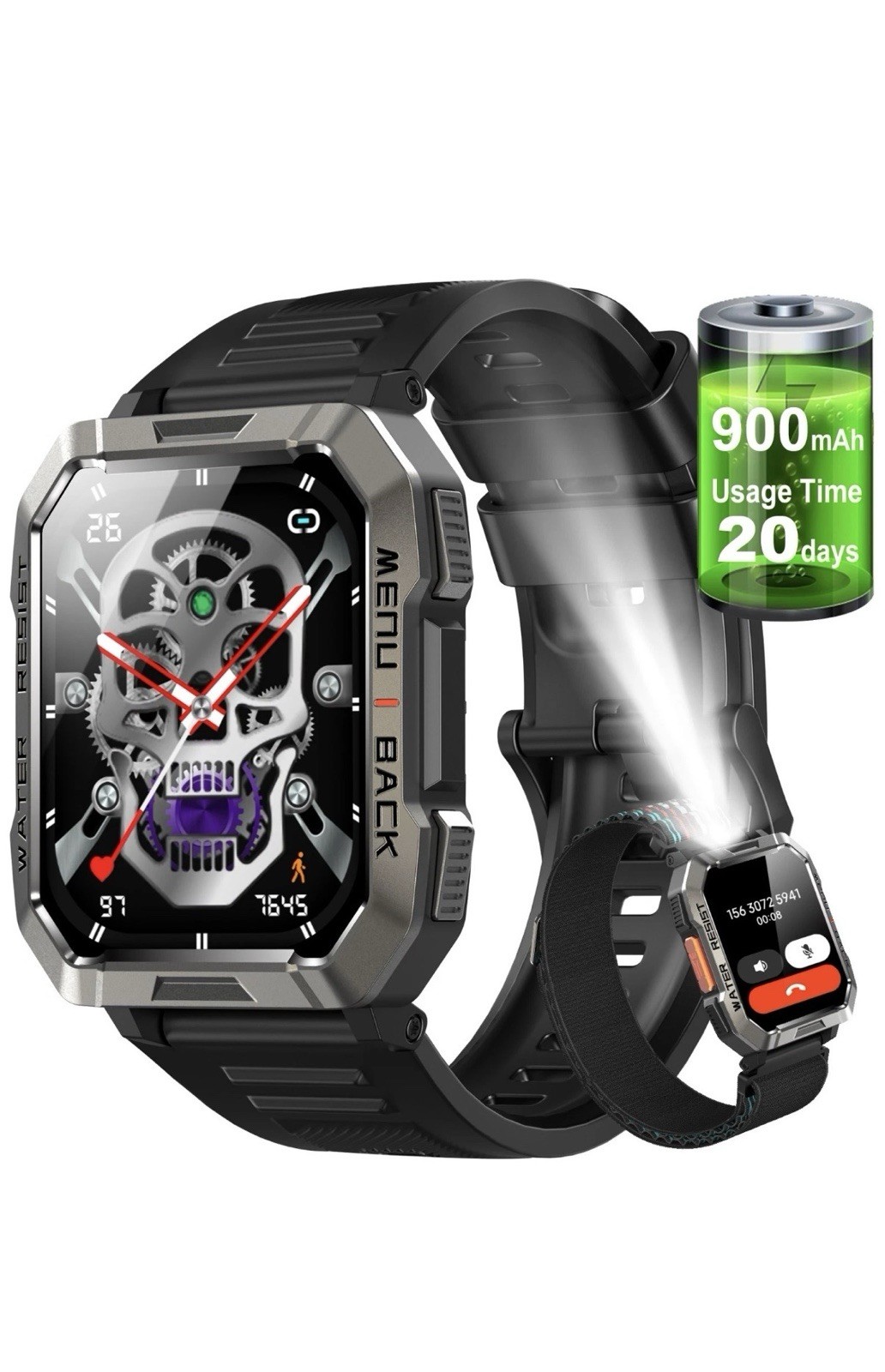 Military Blackview W60 Rugged Smartwatch 20 Day Battery, Flashlight, Fitness