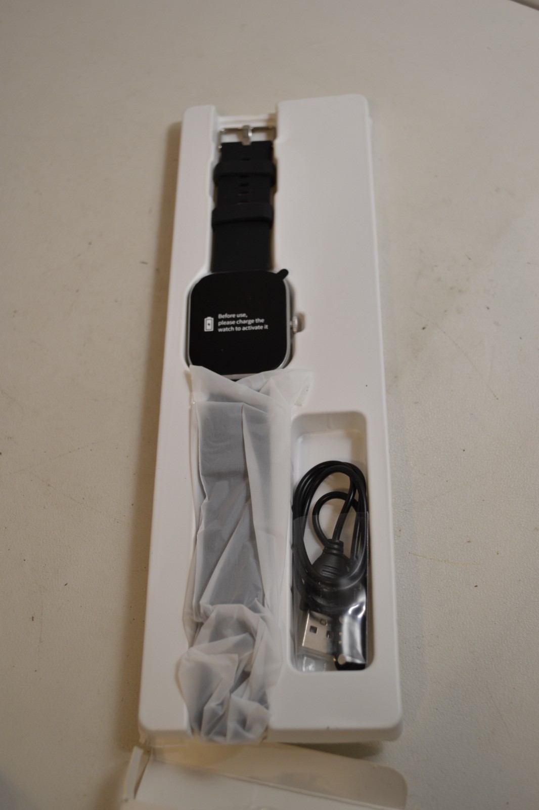 Letsfit Black Smart Watch with 2 Black Silicone Bands