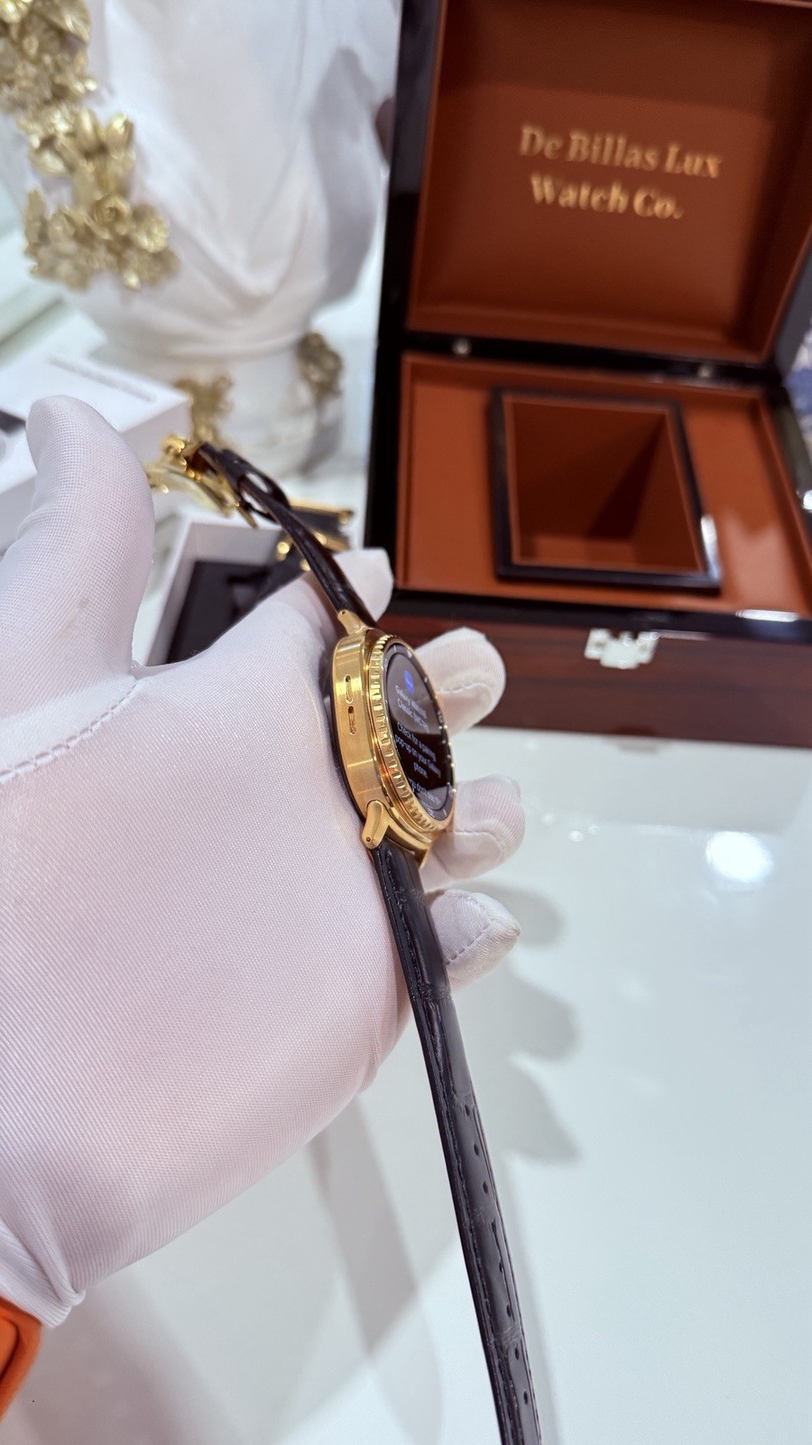 Custom 24k Gold Plated Samsung Galaxy Watch 8 Classic Black GPS LTE 2 Bands