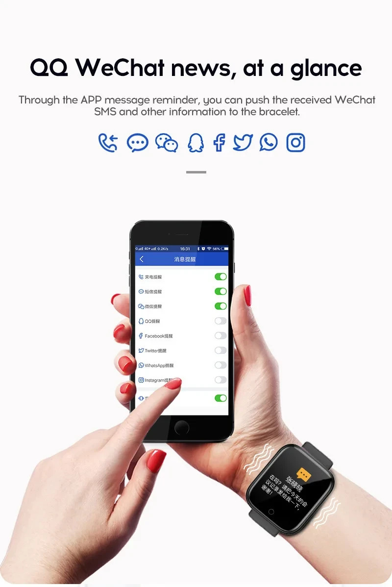 Smart Watch Men Women Waterproof Heart Rate Monitor for iPhone Android Free ship