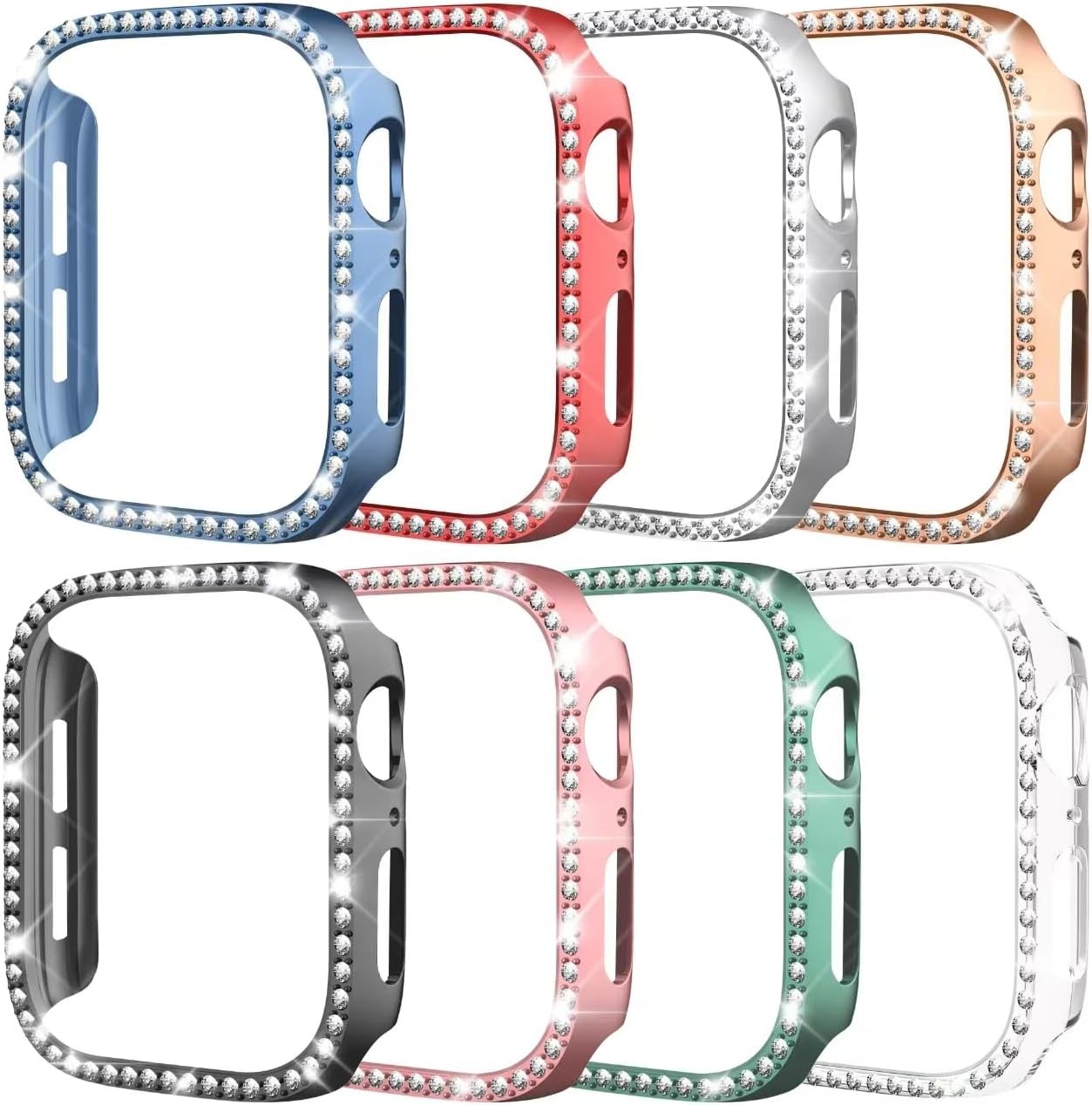 8 Pack Glitter Bumper Case for Apple Watch Series 11/10 42mm, Bling Cover