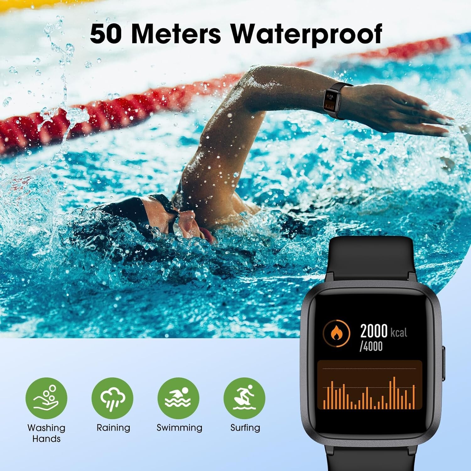 Stylish Fitness Watch with Heart Rate Monitor & 9 Sport Modes – 5-7 Days Battery