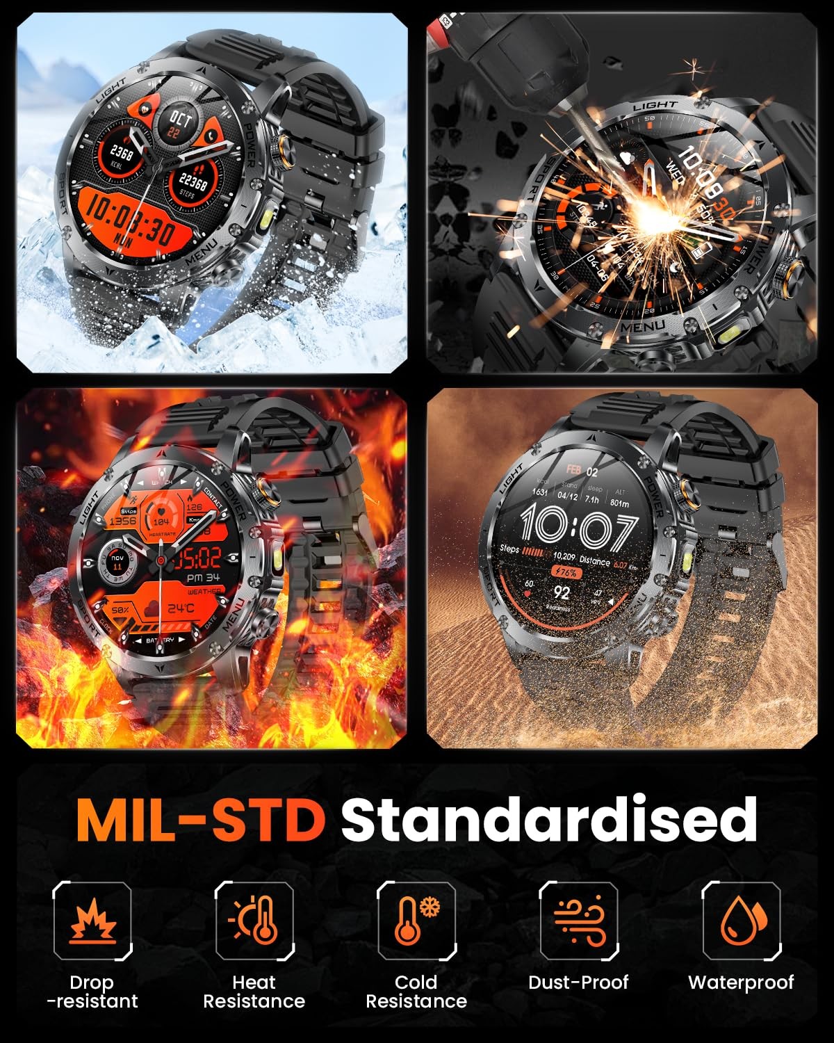 Military Smart Watches for Men (Answer/Make Calls), Smart Watch with 100-Days…