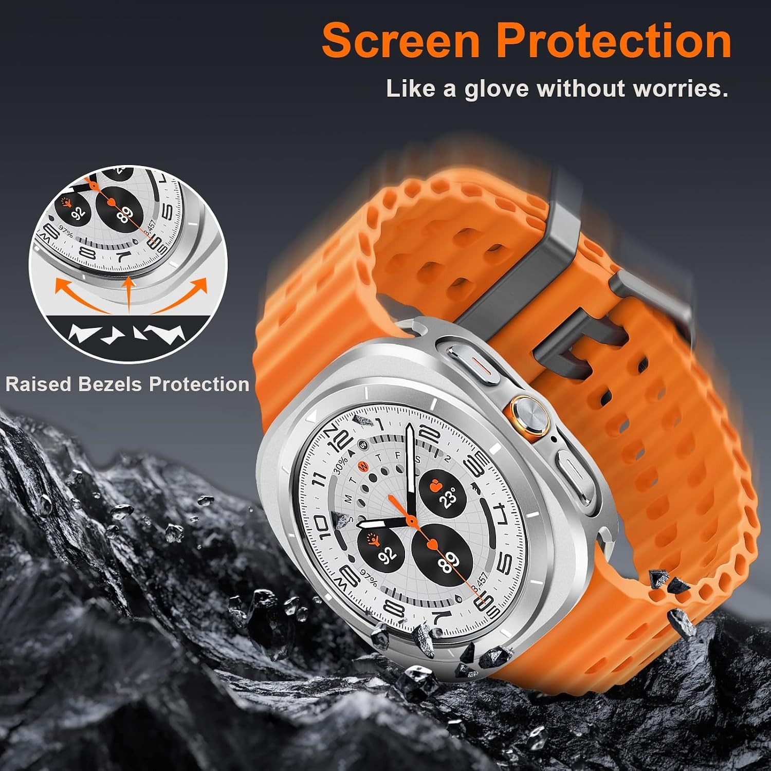 Metal Case For Samsung Galaxy Watch Ultra 47mm, Rugged Thin Hard Frame