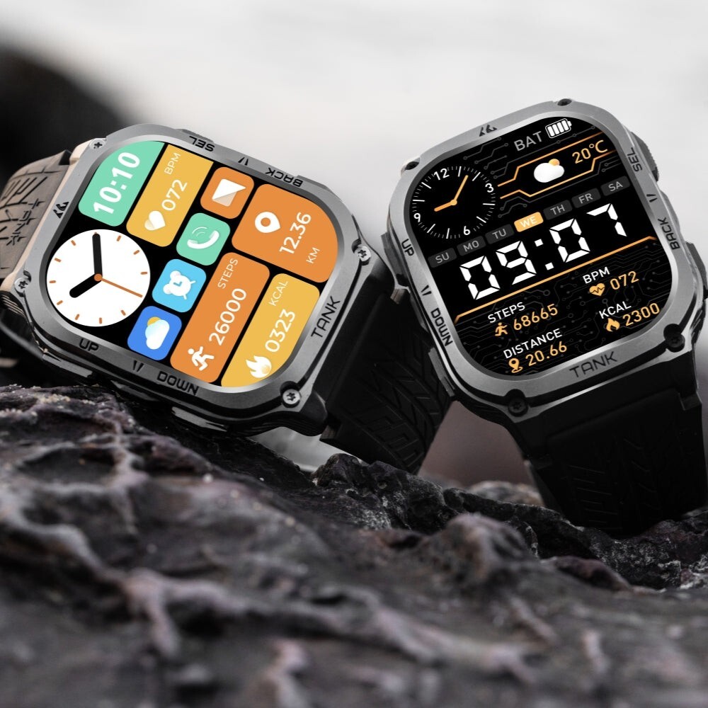2024 KOSPET TANK M3 Smart Watch BLACK for Men Long Battery Life 50M Waterproof