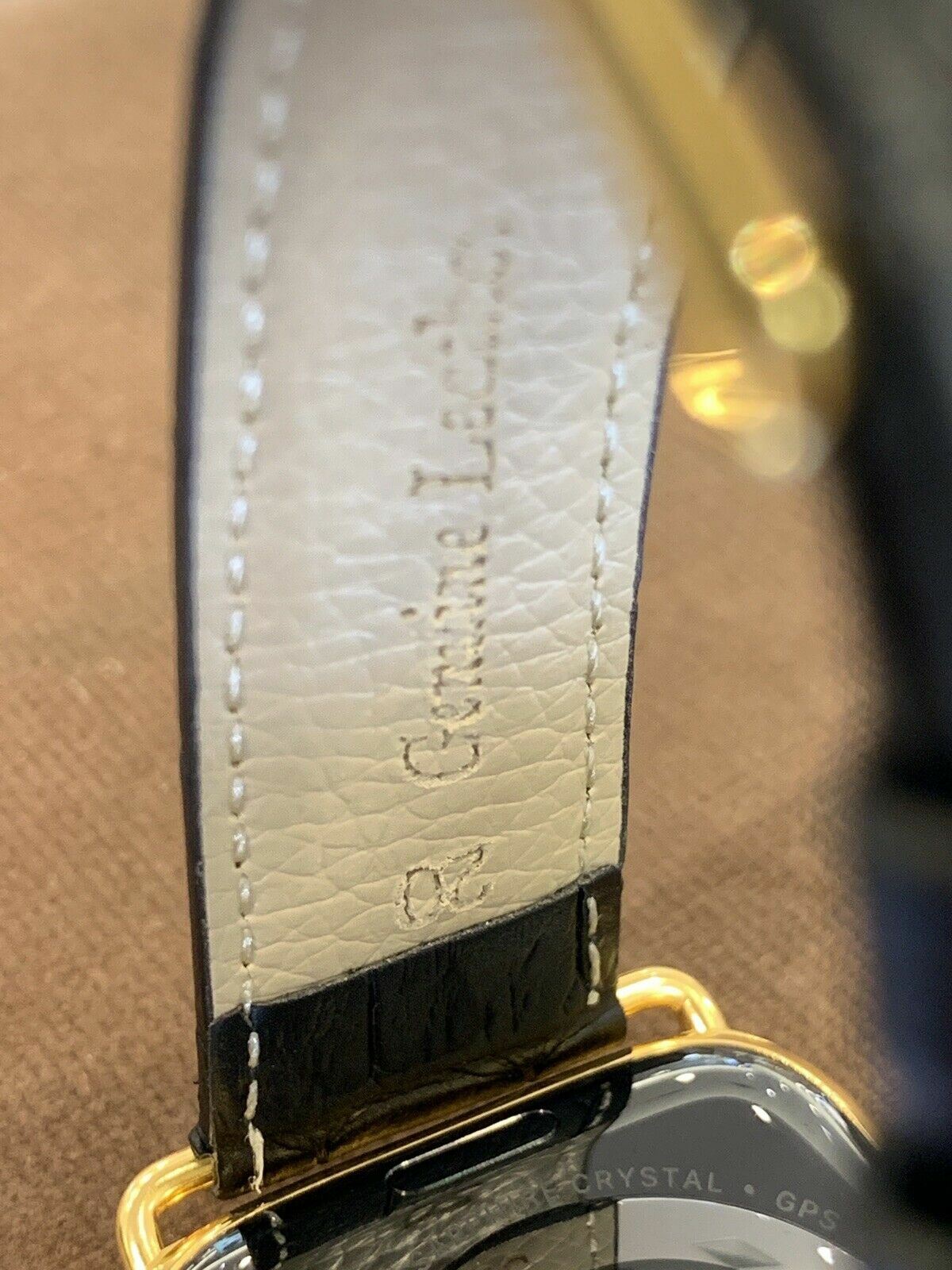 41mm Apple Watch Series 9 Custom 24K Gold Plated Stainless Steel Black Leather