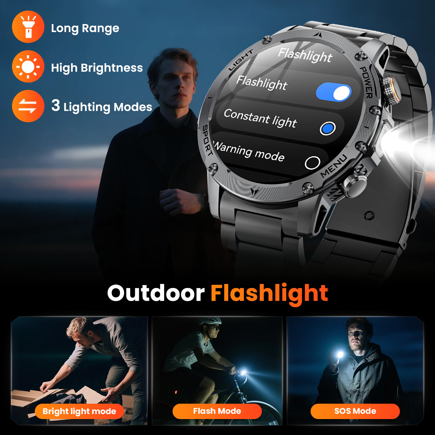 Military Smart Watch For Men (Answer / Make Call) 1000mAH Sports Fitness Tracker