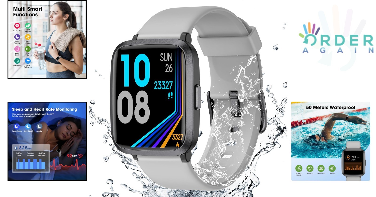 Fitness Tracker Watch Heart Rate Sleep Monitor Waterproof Activity Pedometer