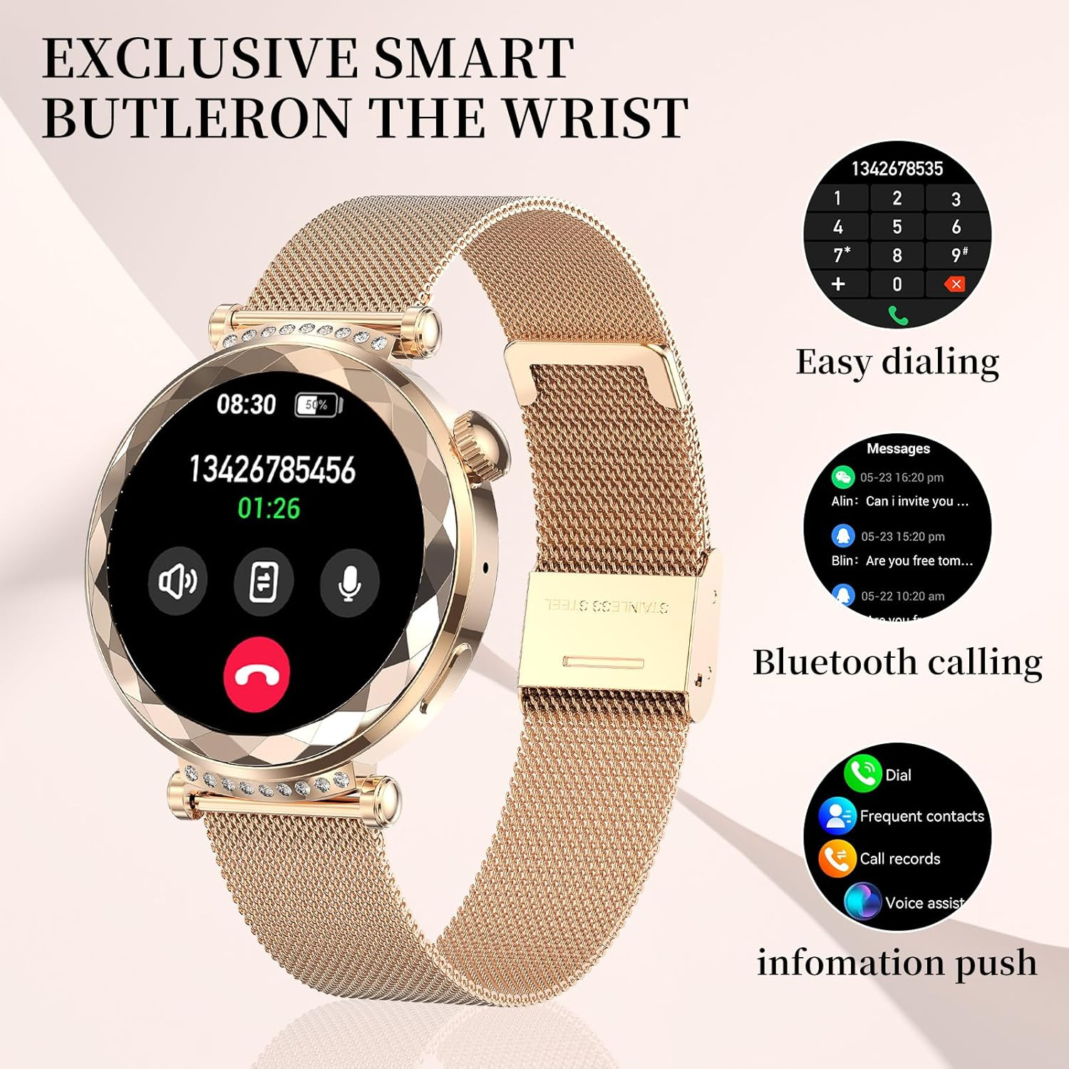 Smart Watch for Women, Fitness Tracker for Android/Ios, 1.19″ AMOLED Screen Smar