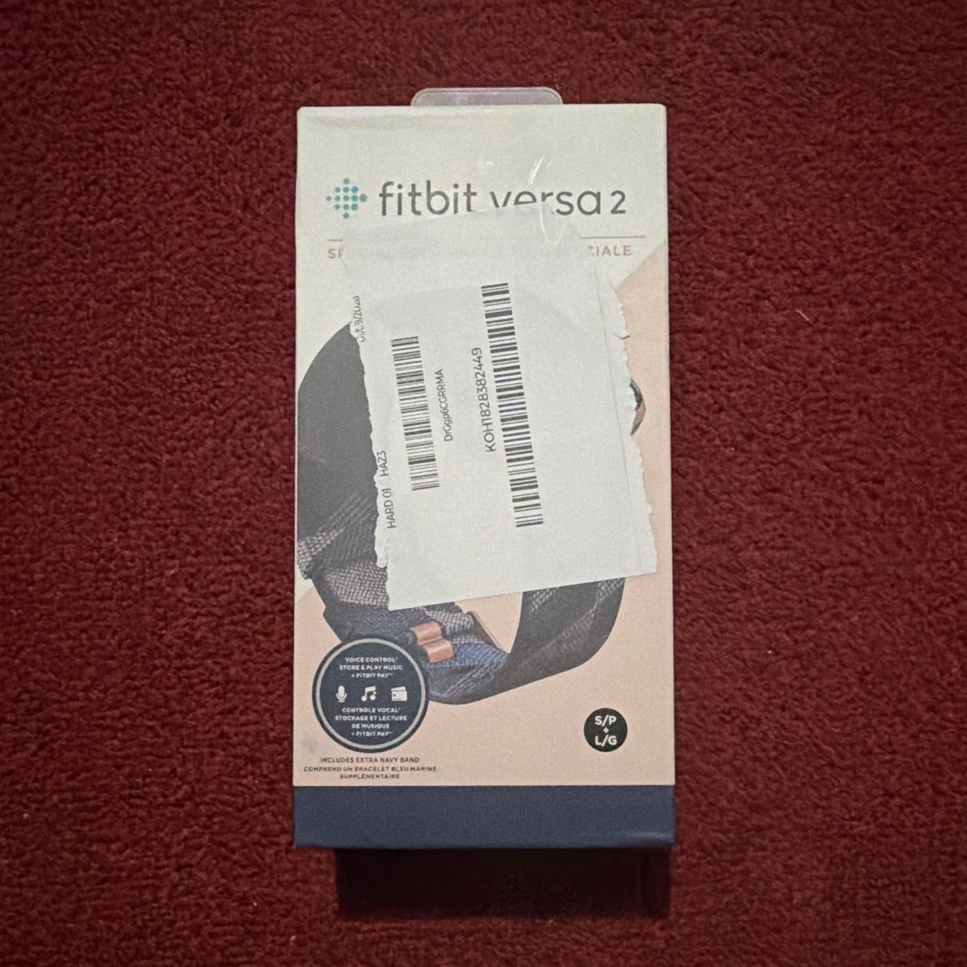 Fitbit Versa 2 40mm Copper Rose Aluminum w/ Navy Woven Band Alexa HR